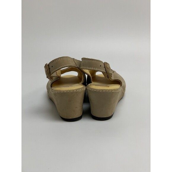 BOGO La Plume Wedge Slingback Sandal Taupe Nubuck Leather Womens EUR 39 US 8.5 - Picture 5 of 15